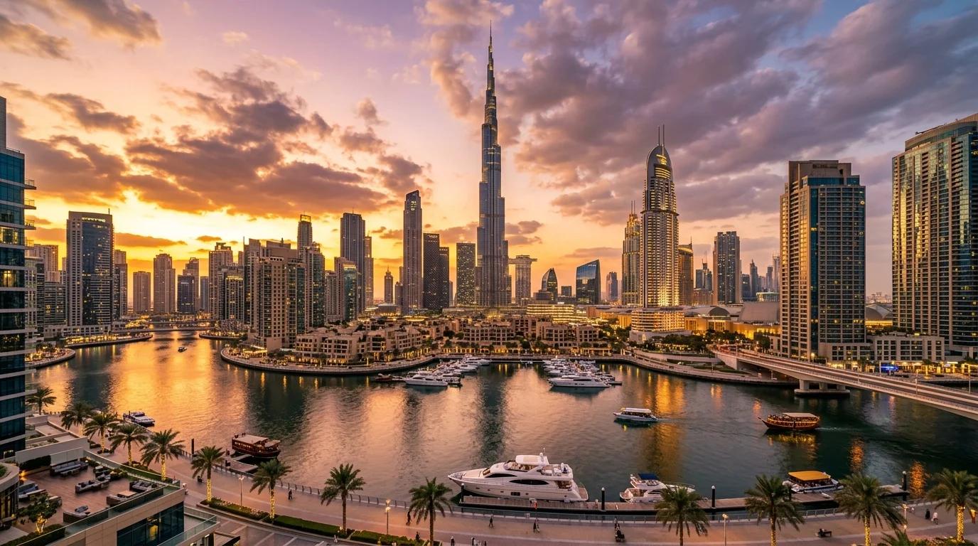 Dubai skyline golden hour